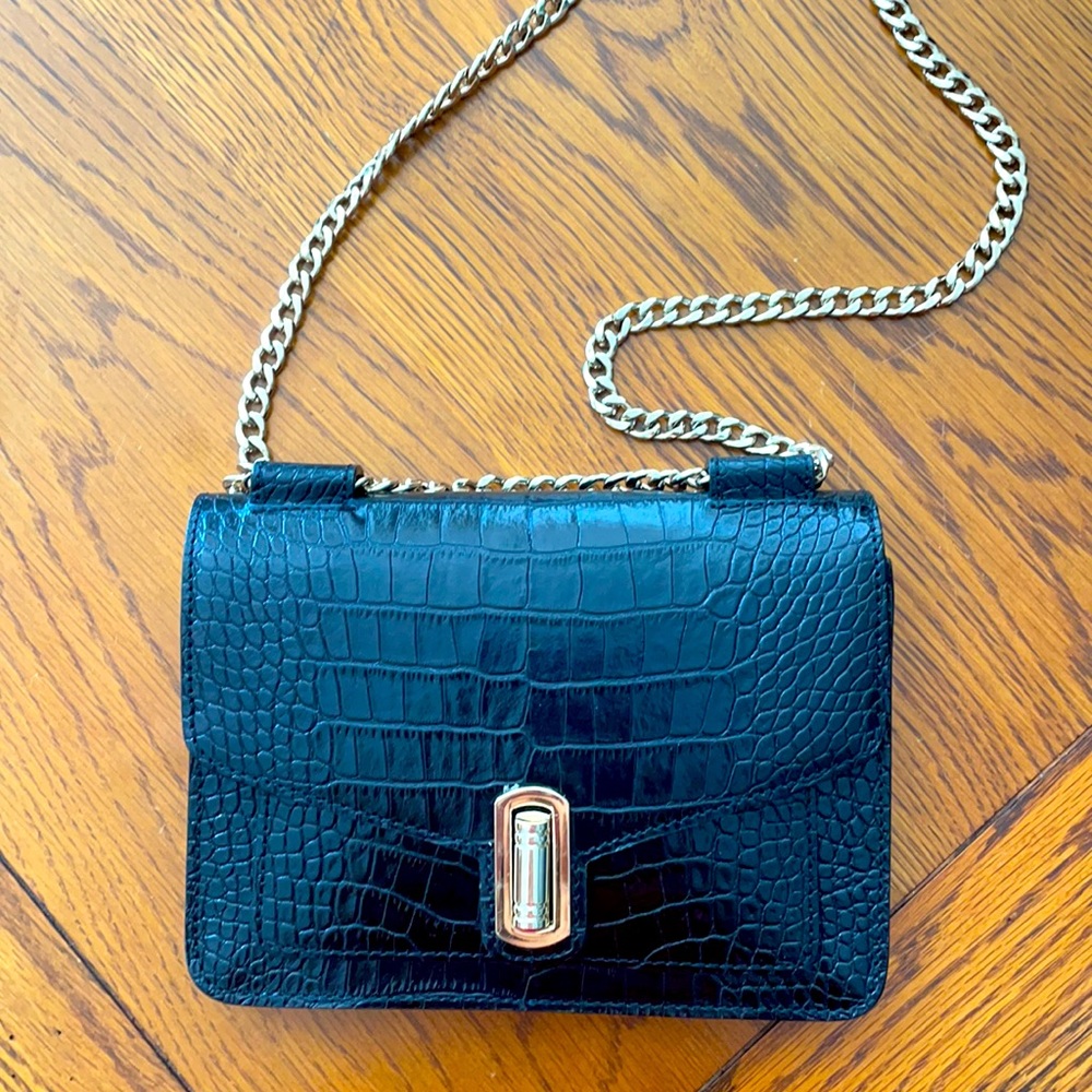 Reiss small leather croc bag